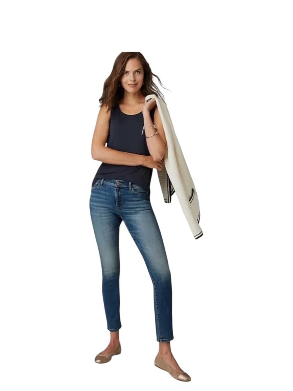 J.Jill Wearever Collection Tank Top Navy Blue Size M Minimalist Casual Coastal